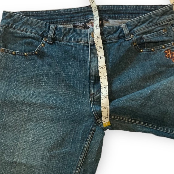 Harley Davidson capris pants jeans with metal embellishments and embroidered - Picture 5 of 11